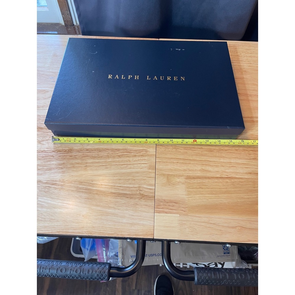 Ralph Lauren Navy Blue Gold Lettering Large Gift Box with Tissue Paper 16x10x2.5